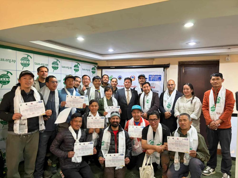 सुरक्षित तथा दिगो पर्वतीय पर्यटनका लागि ’ट्रेकिङ गाइड खोज तथा उद्धार तालिम’ सम्पन्न