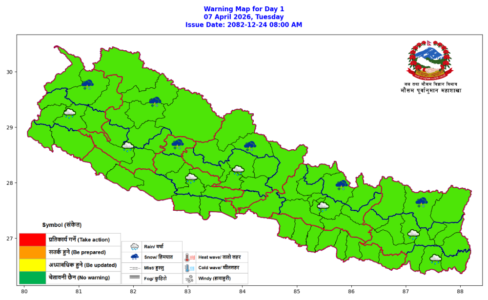 काठमाडौं र पोखरासहित विभिन्न जिल्लामा पानी पर्ने सम्भावना, हिमाली भेगमा हिमपात