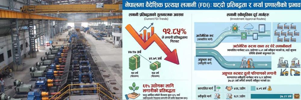 घट्यो बैदेशिक लगानी प्रतिवद्धता, अटोमेटिक रुट गर्दापनि बढेन लगानी