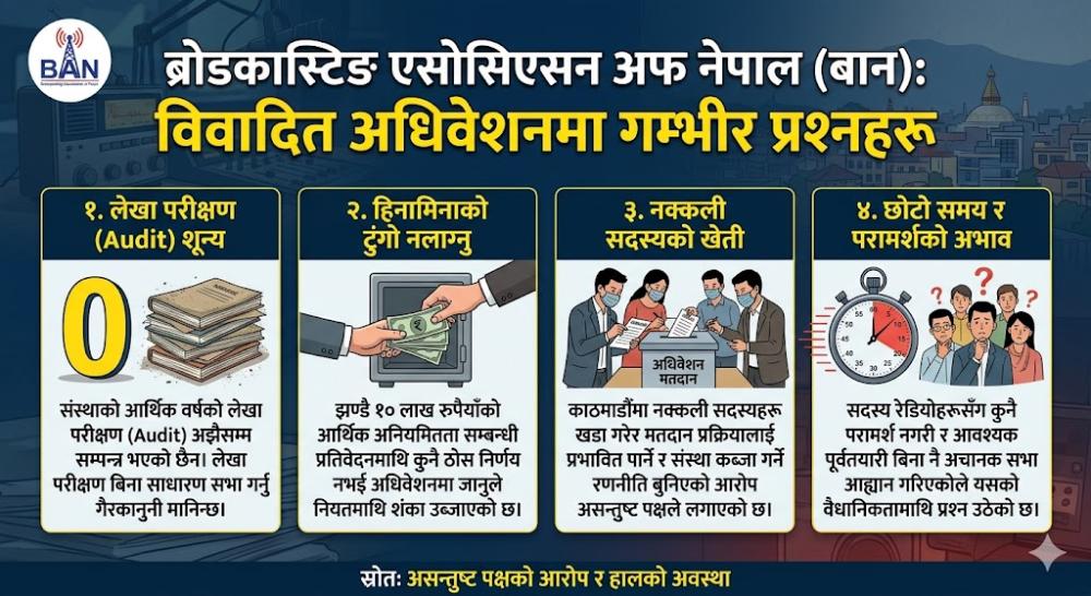 रेडियो सञ्चालकहरूको छाता संगठन वान भित्र चरम विवाद